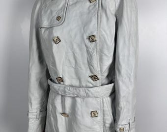 Versace Classic v2 Vintage Womens Leather Double Breasted Coat Jacket Size 42