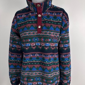 vintage FILA Magic Line Fleece Sweater 1\4 zip Womens SizeL jumper 90&#39;s rare retro ski blue winter outfit mountain long sleeve pullover
