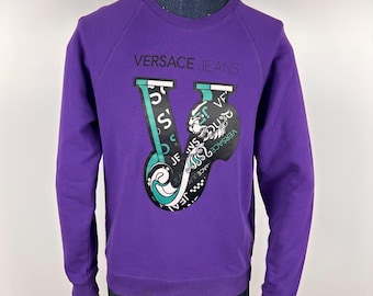 Sudadera para hombre Versace Jeans con logo grande, color morado, talla S