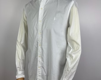 Polo Ralph Lauren White Long Sleeve Dress Shirt Button Up Cotton Shirt Size 16