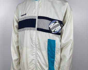 Adidas Originals Vintage 90s White Nylon Track Top Jacket Mens Size M