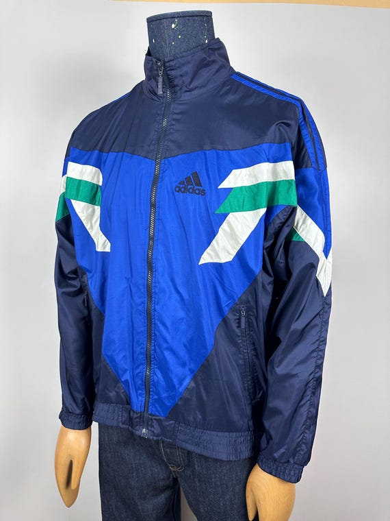 Adidas Vintage 90s Blue Green Nylon Track Top Jacket Size M Mens