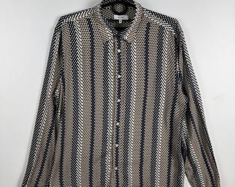 Reiss Geometric Print Mens Shirt Button Down Long Sleeve Size M