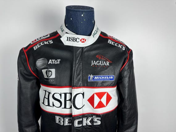BECK レッド レーシングジャケット Mサイズ Red and White Men's Racing 100% Genuine Leather Jacket for