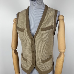 Ralph Lauren Sweater Vest Womens Brown Wool Cashmere Country Cardigan Size S