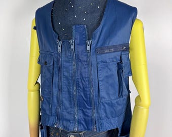 Dickies Grafters Work Cargo Vest Vintage Blue Mens Size M
