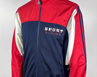 Adidas Originals Vintage 90s Blue Red Track Tracksuit Top Jacket Mens Size M