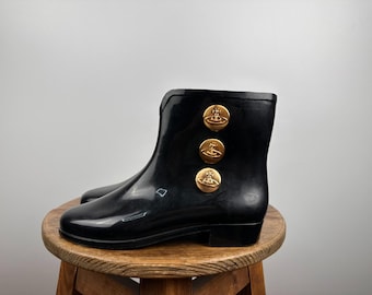 Vivienne Westwood Anglomania Melissa Rain Rubber Boots Black Size 38