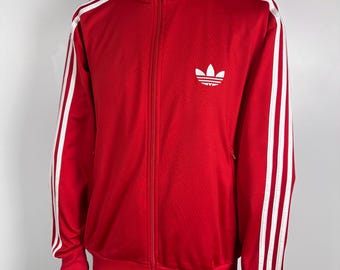 ADIDAS ORIGINALS Vintage Track Jacket 3 Stripes Red Mens size L logo retro windbreaker 90's classic athletic coat sport light wear oversized