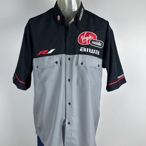 Vintage Yamaha Team Virgin Mobile Button-Down Shirt Moto Racing size L