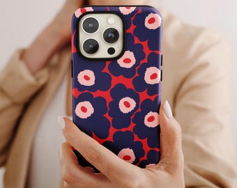 Cover per telefono con motivo floreale scandinavo di metà secolo: design scandinavo retrò, per iPhone e Samsung.