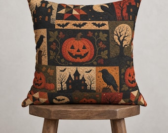 Jack-o'-Lantern Patchwork Style Pillowcase