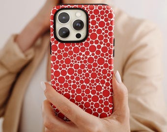 Red Polka Dot Phone Case: Modern Art MagSafe Cover