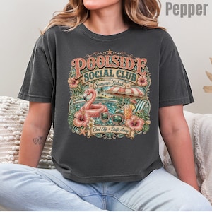 Poolside Shirt, Retro Summer Pool T-Shirt, Flamingo Pool Float Tee, Vacation Club Shirt, Cute Beach Party Tee