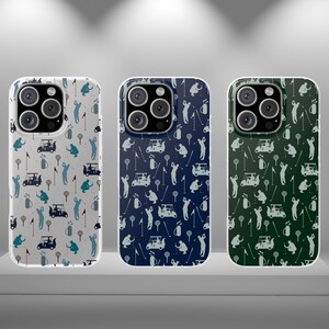 Golf Handyhülle Design, für iPhone 16 Pro Max, 15, 14, 13, 12, 11, XS & Samsung S24, S23, S21 - Weiche Lederhülle mit Golf Muster