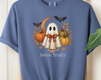 Ghostly Pumpkin Comfort Colors T-Shirt: Spooky Season Fall Tee