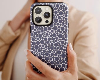Blue Polka Dot Phone Case: Pop Art Style, MagSafe Cover