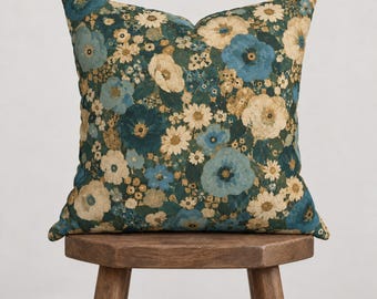 Gustav Klimt Style Blue Floral Pillowcase