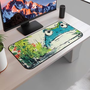 Grumpy Frog Desk Mat: Funny Office Decor, Gaming Mouse Pad