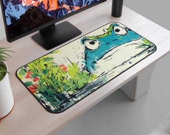 Grumpy Frog Desk Mat: Funny Office Decor, Gaming Mouse Pad
