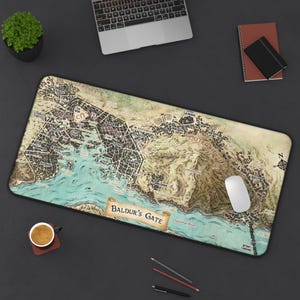 Baldurs Gate 3 Map Desk Mat | BG3 Desk Pad Gift for Gamers Pad for D&D Map Fantasy Lovers and Astarion Decor Gift For Her