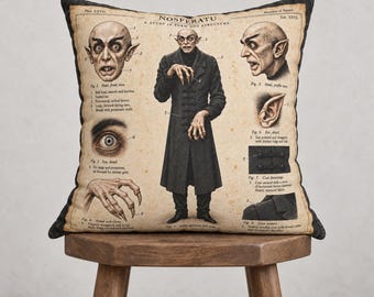 Nosferatu illustration Pillowcase | Vampire anatomy vintage chart