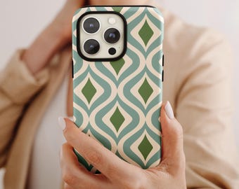 Retro Geometric Phone Case: Mid Century Modern Diamond Design