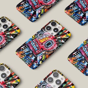 Pu&ograve; includere: Custodie per telefono con arte astratta e design colorato. Le custodie presentano un vivace mix di rosso, blu, giallo e nero, con un motivo unico. Le custodie hanno un ritaglio per la fotocamera e i pulsanti.