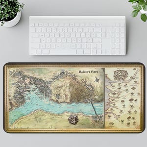 Baldurs Gate 3 Map Desk Mat | BG3 Desk Pad | Gaming Pad for D&D Lovers and Astarion Decor | Geeky Gift for Forgotten Realms Gamers