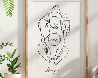 Personalized Baby Portrait: Custom Line Art from Photo (Digital File)