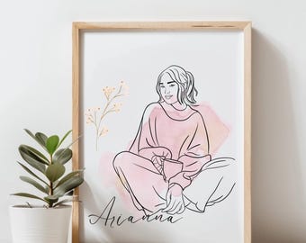 Özel Çizgi Çizimi, Kişiselleştirilmiş Hediye,Dijital Çizgi Sanatı, Özel Aile Portresi,kız kardeş doğum günü hediyesi,kız portresi,Kadınlar