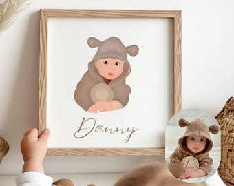 Personalized Baby Portrait: Minimalist Line Art, Nursery Decor (Digital File)