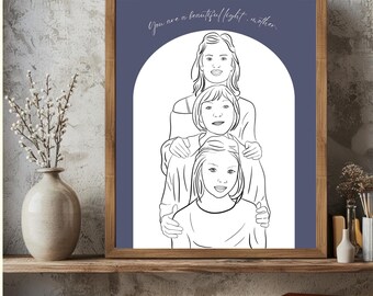 Custom Family Line Art Portrait: Personalized Minimalist Illustration (Digital File)