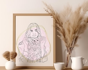 Personalized Pet Portrait: Minimalist Line Art (Digital Download