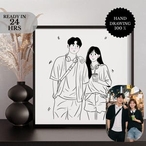 Cute Cartoon Illustration, Line Drawing, Custom Minimalist Drawing,  Couple Illustration Commission, Digital Drawings