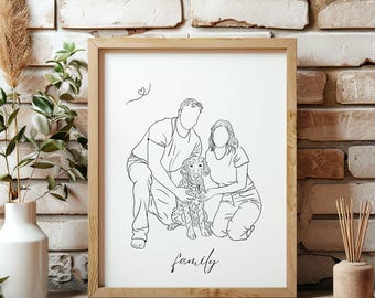 Custom Family Line Art Portrait: Minimalist Illustration (Digital File)