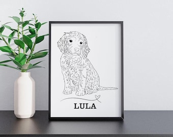 Custom Pet Line Art Portrait: Personalized Dog Outline Drawing