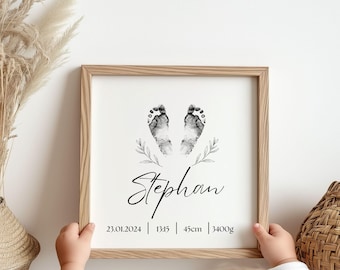 Newborn Footprint Art: Personalized Baby Keepsake Gift (Digital File)