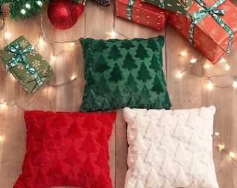 Christmas Tree Pillowcase, Christmas Five-Pointed Star, Embroidery, Sofa Cushion, Home Printed Pillowcase, Christmas Decoration