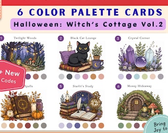 Ohuhu Color Palettes | Honolulu 320 | Halloween | Witch's Cottage Vol. 2 | Pre-Colored Color Combo Guide | PDF Download | Practice Sheet