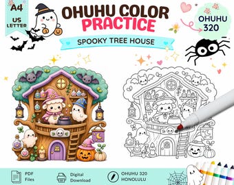 Ohuhu Color Palettes | Honolulu 320 | Halloween Coloring | Blank, Pre-Colored Color Combo Guide | PDF Download | Practice Sheet