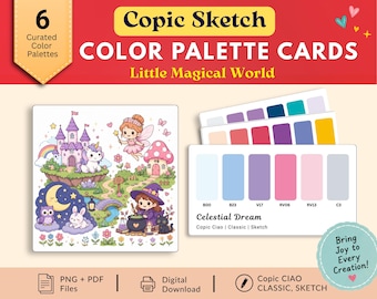 Copic Sketch Color Palettes | Copic Classic, Ciao | Blank, Pre-Colored Color Combo Guide | PDF Download for Marker Artists | A4, US letter
