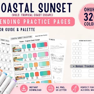 Ohuhu Honolulu 320 Blending Chart, PDF, Blank & Pre-Colored Color Combo Guide | Printable Marker Swatch Sheet | Color shading practice