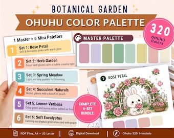 320 Ohuhu Color Palettes, Honolulu | Botanical Garden | Color Combo Guide | Instant PDF Download - Marker Artists | 8 colors | Old-New code
