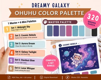 320 Ohuhu Color Palettes | Honolulu B | Dreamy Galaxy | Color Combo Guide | Instant PDF Download for Marker Artists | New, Old Code