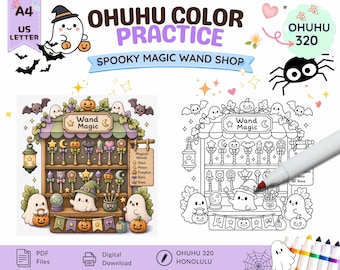 Ohuhu Color Palettes | Honolulu 320 | Color Combo Guide | PDF Download | Color Practice Sheet | Halloween Coloring | Cute Ghosts, Magic Wane