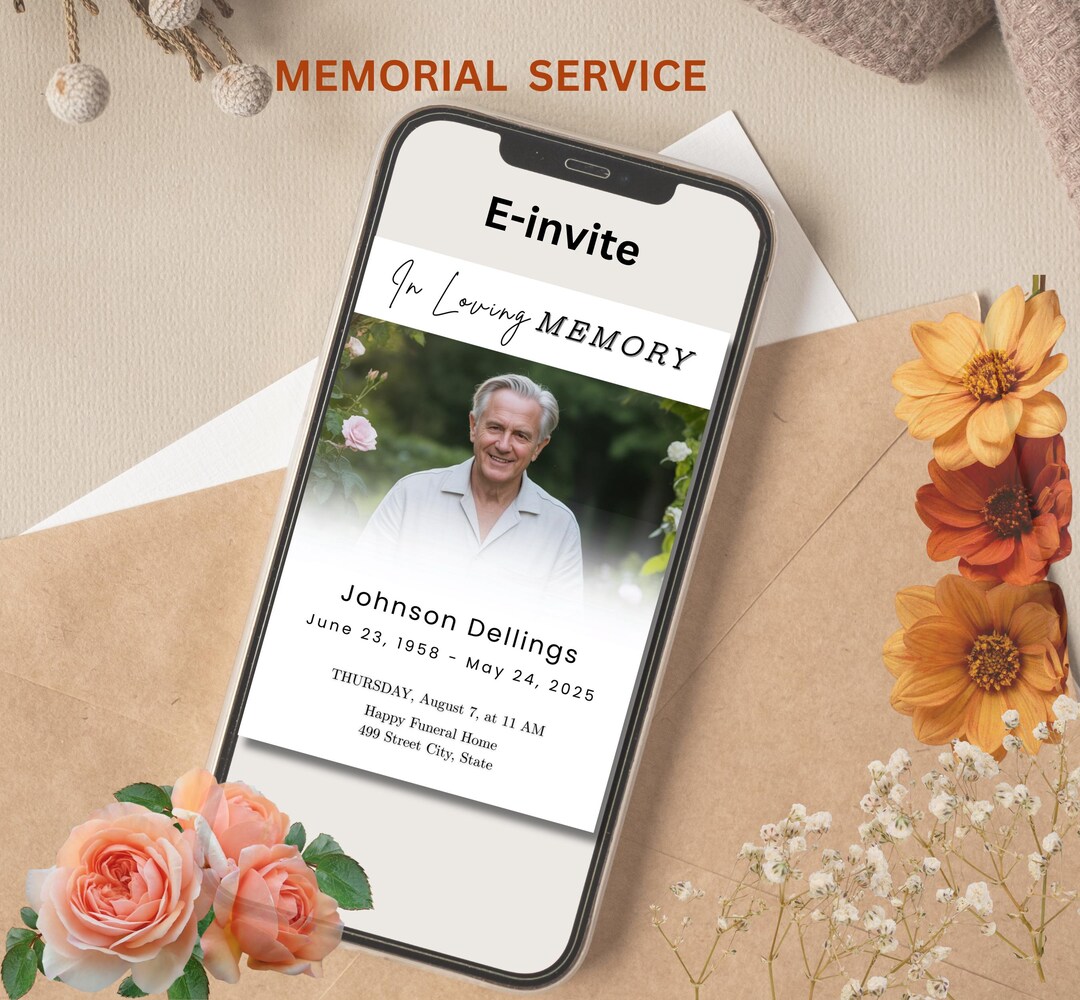 Editable Funeral Invitation Template, Funeral Evite, Printable Memorial ...