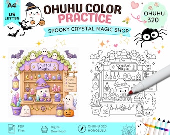 Ohuhu Color Palettes | Honolulu 320 | Color Combo Guide | PDF Download | Color Practice Sheet | Halloween Coloring | Cute Ghosts