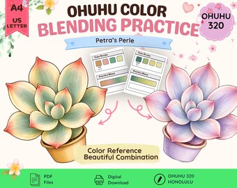Ohuhu Color Palettes | Honolulu 320 | Flower Coloring | Petra | Pre-Colored Color Guide | PDF Download | Practice Sheet