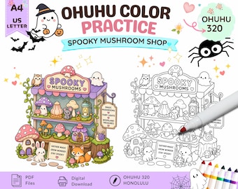 Ohuhu Color Palettes | Honolulu 320 | Blank, Pre-Colored Color Combo Guide | PDF Download | Practice Sheet | Halloween Coloring